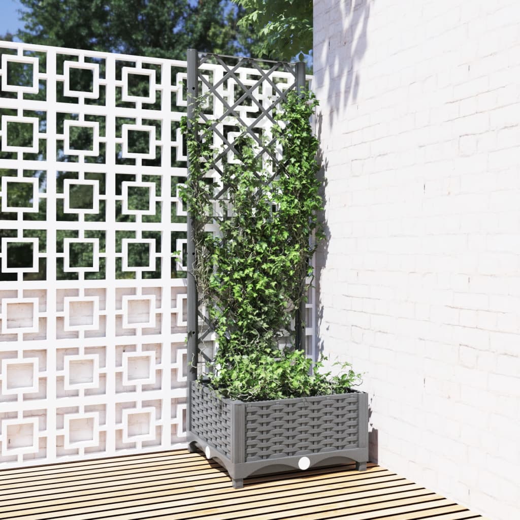 Plantenbak Met Latwerk 40X40X2,5 Cm Polypropeen 40 x 40 x 121.5 cm Lichtgrijs