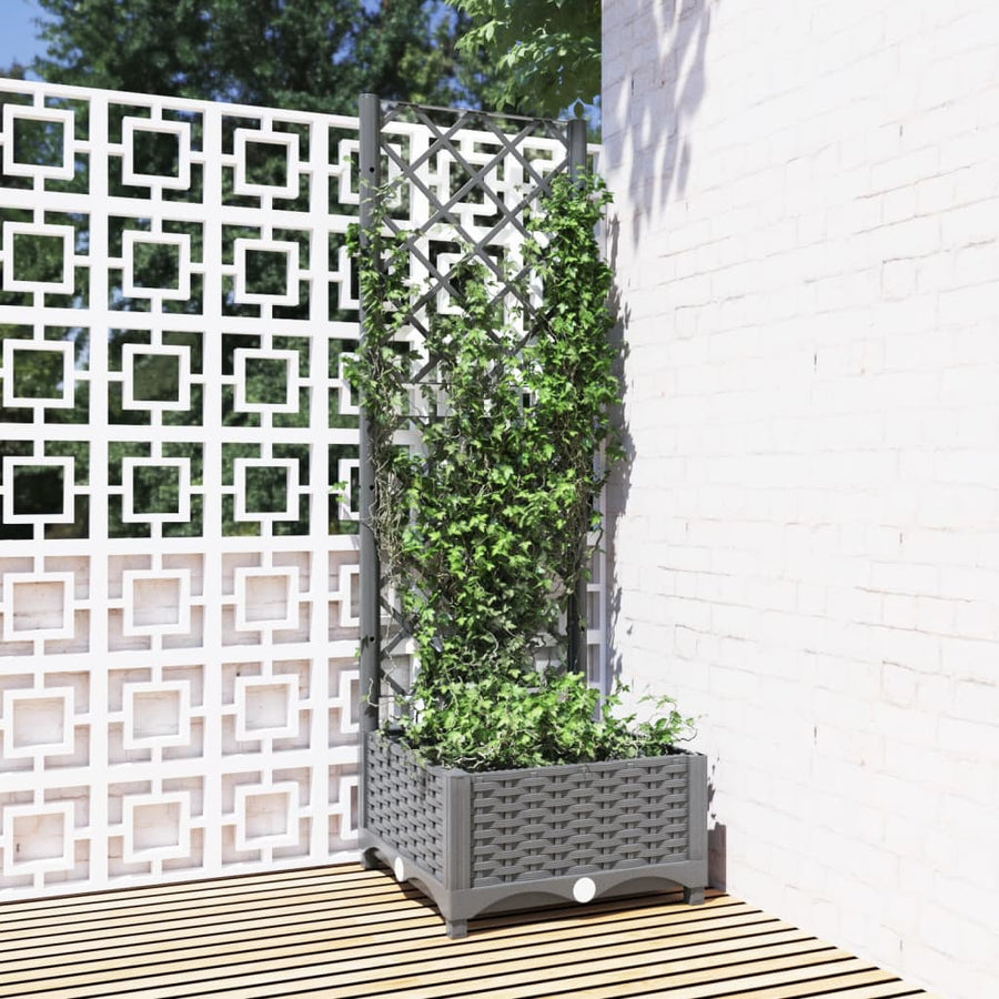Plantenbak Met Latwerk 40X40X2,5 Cm Polypropeen 40 x 40 x 121.5 cm Lichtgrijs