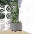 Plantenbak met latwerk 40x40x136 cm lichtgrijs polypropeen