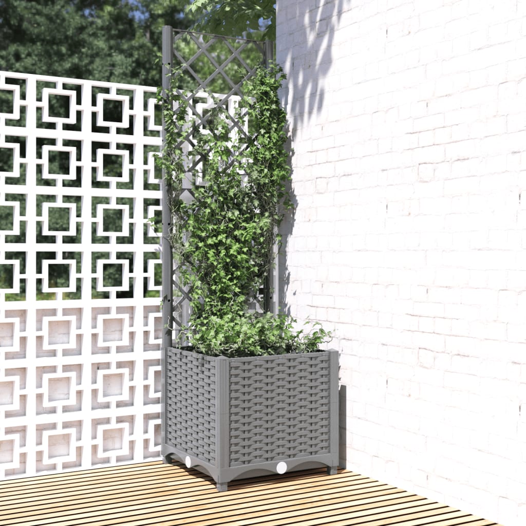 Plantenbak Met Latwerk Polypropeen 40 x 40 x 136 cm Lichtgrijs