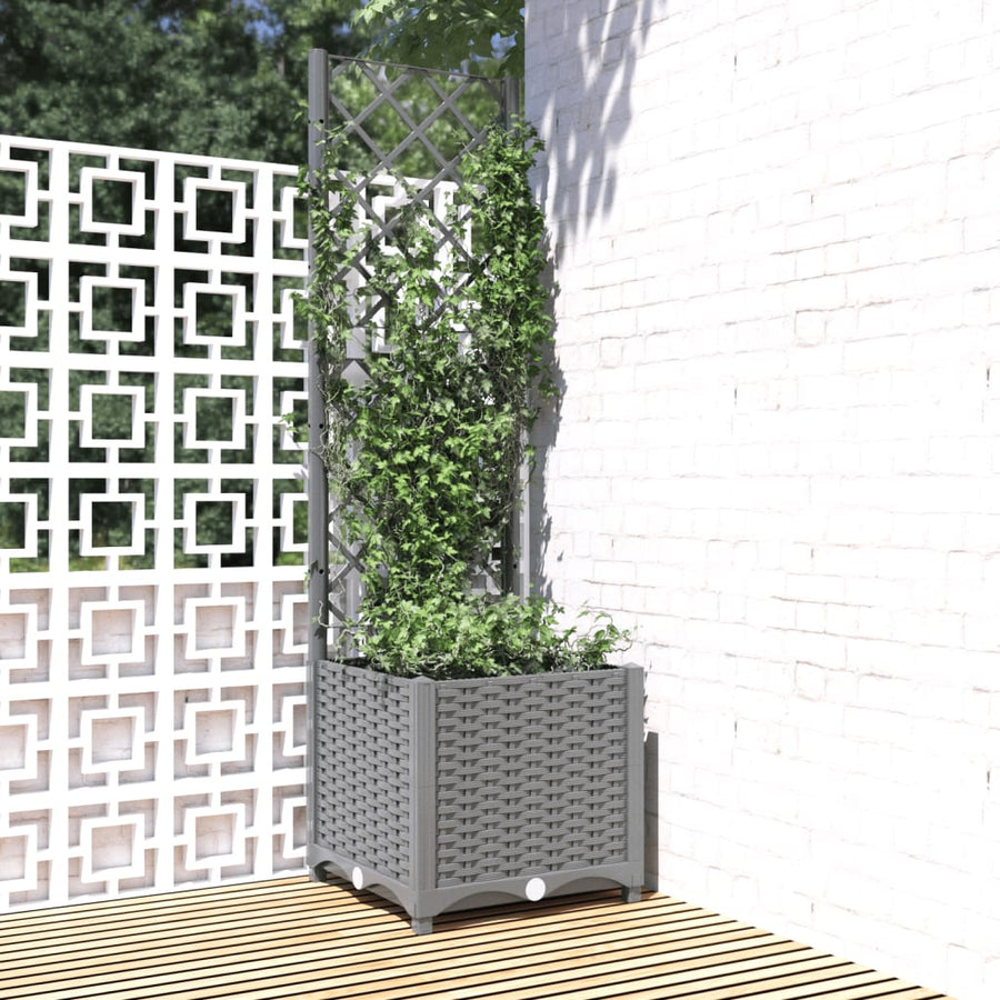Plantenbak Met Latwerk Polypropeen 40 x 40 x 136 cm Lichtgrijs