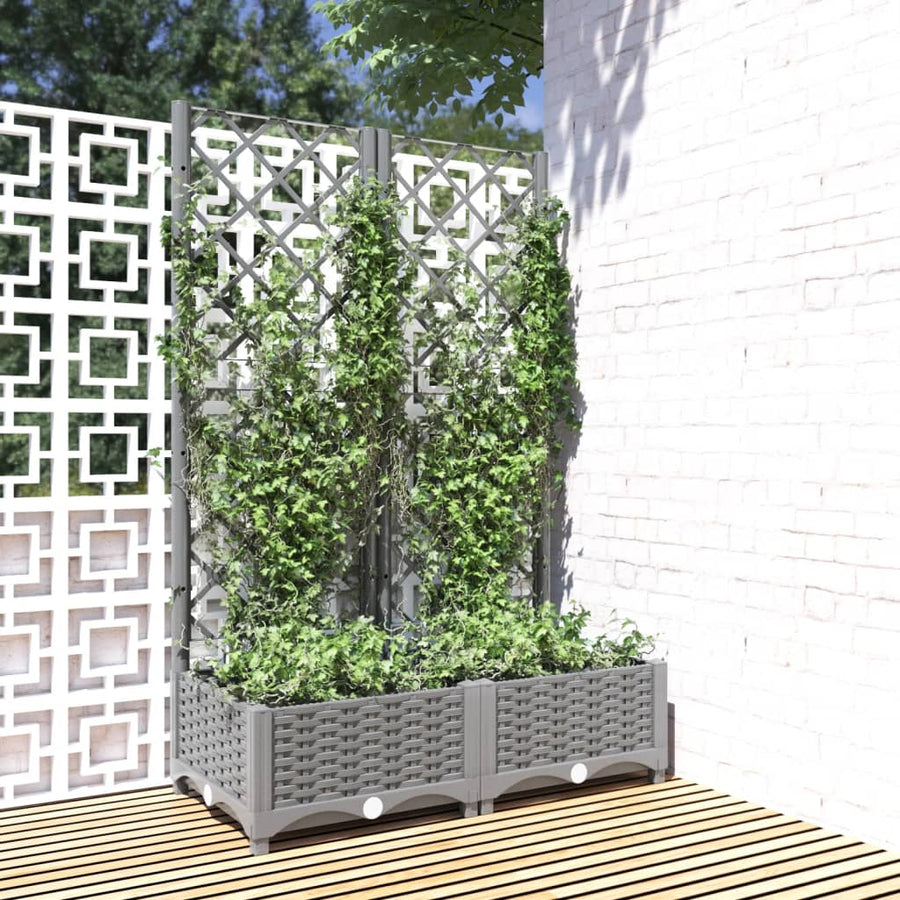 Plantenbak Met Latwerk 80X40X2,5 Cm Polypropeen 80 x 40 x 121.5 cm Lichtgrijs