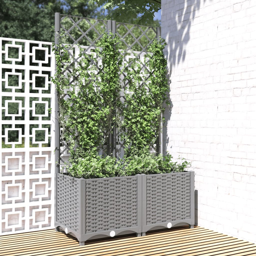 Plantenbak Met Latwerk Polypropeen 80 x 40 x 136 cm Lichtgrijs
