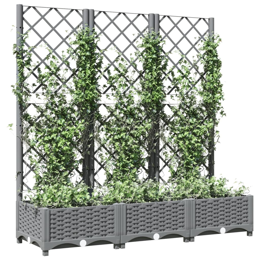 Plantenbak Met Latwerk 20X40X2,5 Cm Polypropeen 120 x 40 x 121.5 cm Lichtgrijs