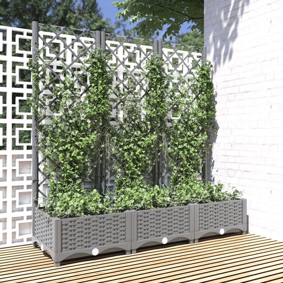 Plantenbak Met Latwerk 20X40X2,5 Cm Polypropeen 120 x 40 x 121.5 cm Lichtgrijs