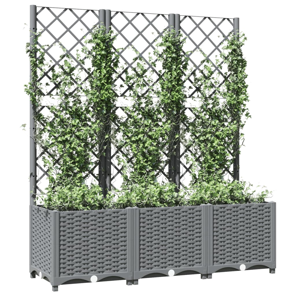 Plantenbak Met Latwerk Polypropeen 120 x 40 x 136 cm Lichtgrijs