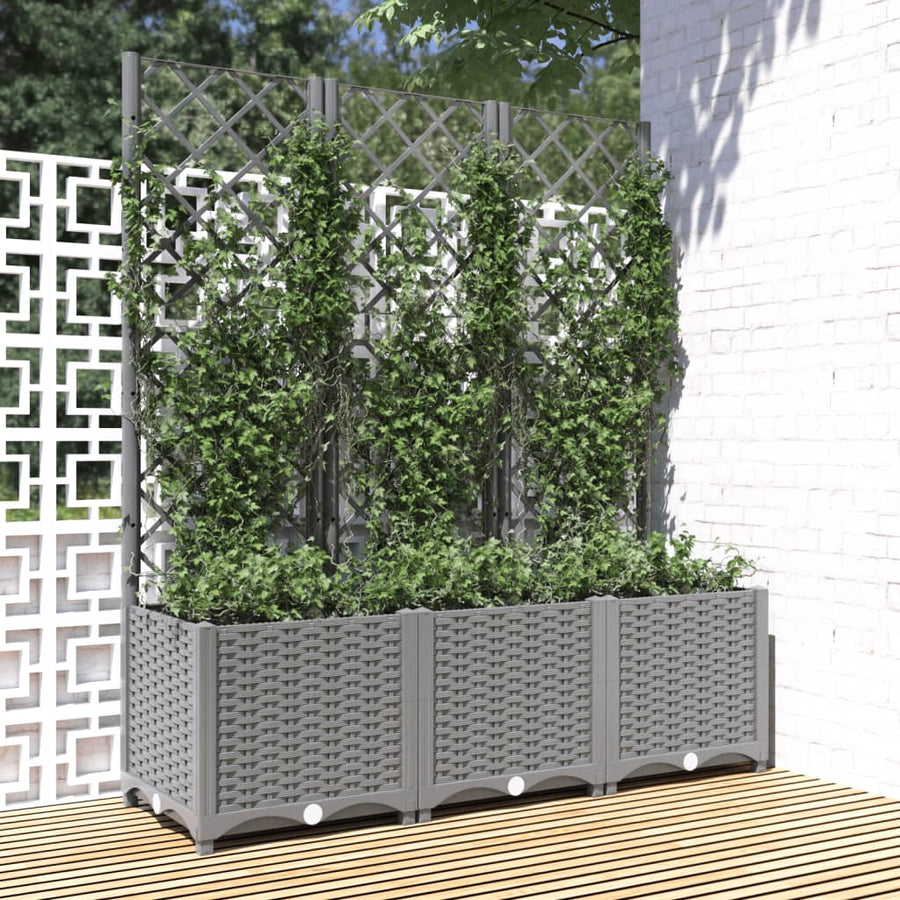 Plantenbak Met Latwerk Polypropeen 120 x 40 x 136 cm Lichtgrijs