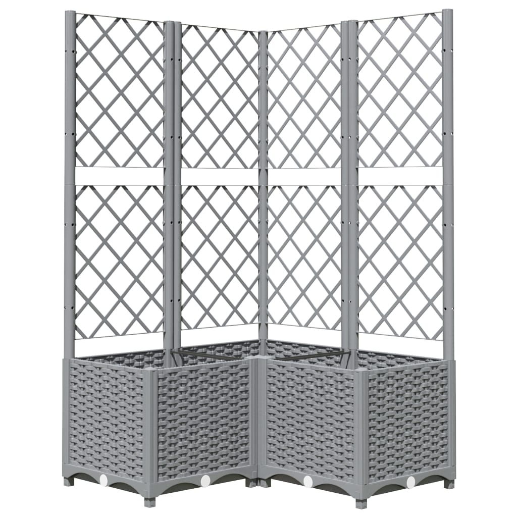 Plantenbak Met Latwerk Polypropeen 80 x 80 x 136 cm Lichtgrijs