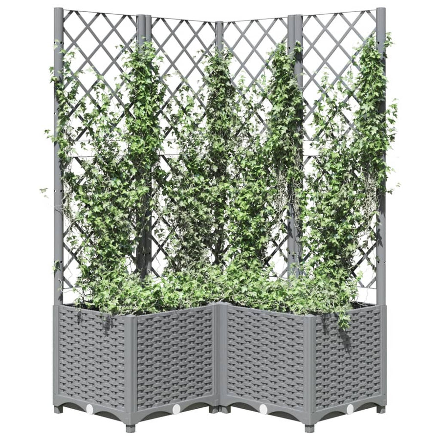 Plantenbak Met Latwerk Polypropeen 80 x 80 x 136 cm Lichtgrijs