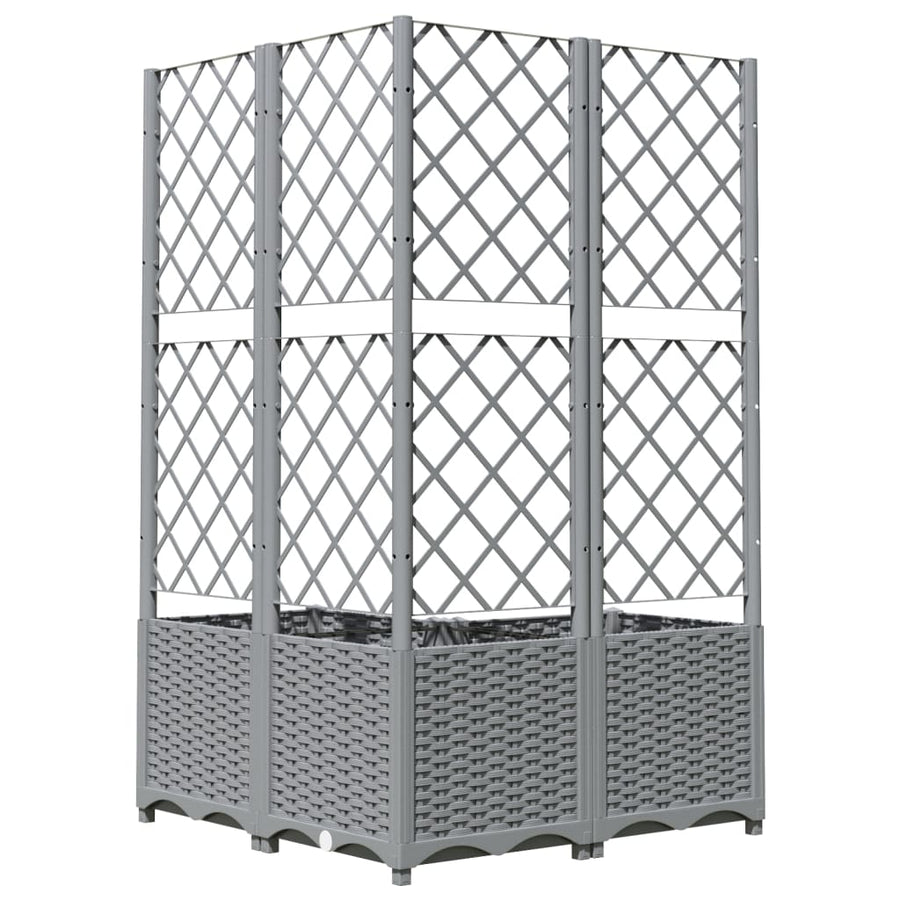 Plantenbak Met Latwerk Polypropeen 80 x 80 x 136 cm Lichtgrijs