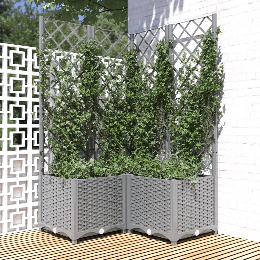 Plantenbak Met Latwerk Polypropeen 80 x 80 x 136 cm Lichtgrijs