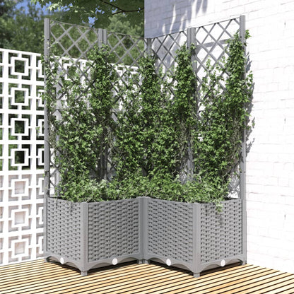 Plantenbak Met Latwerk Polypropeen 80 x 80 x 136 cm Lichtgrijs