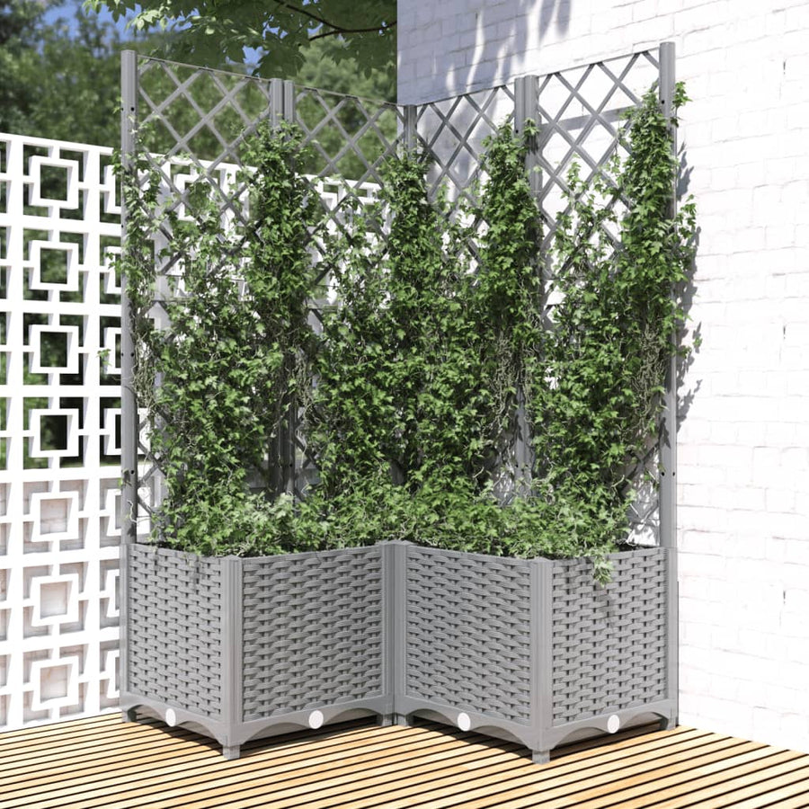 Plantenbak Met Latwerk Polypropeen 80 x 80 x 136 cm Lichtgrijs