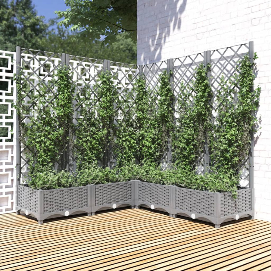 Plantenbak Met Latwerk 20X20X2,5 Cm Polypropeen 120 x 120 x 121.5 cm Lichtgrijs