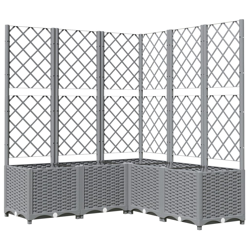 Plantenbak Met Latwerk Polypropeen 120 x 120 x 136 cm Lichtgrijs