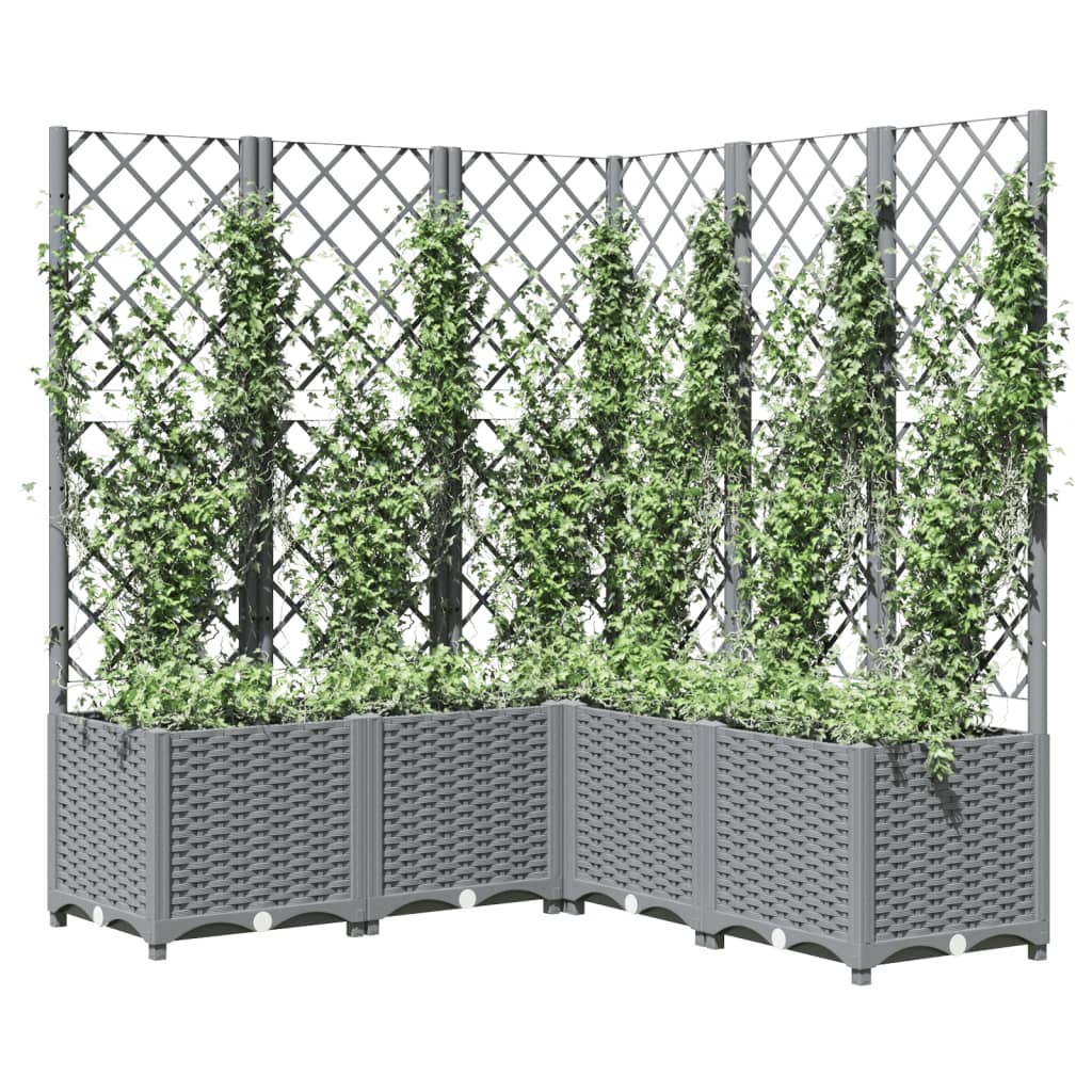 Plantenbak Met Latwerk Polypropeen 120 x 120 x 136 cm Lichtgrijs