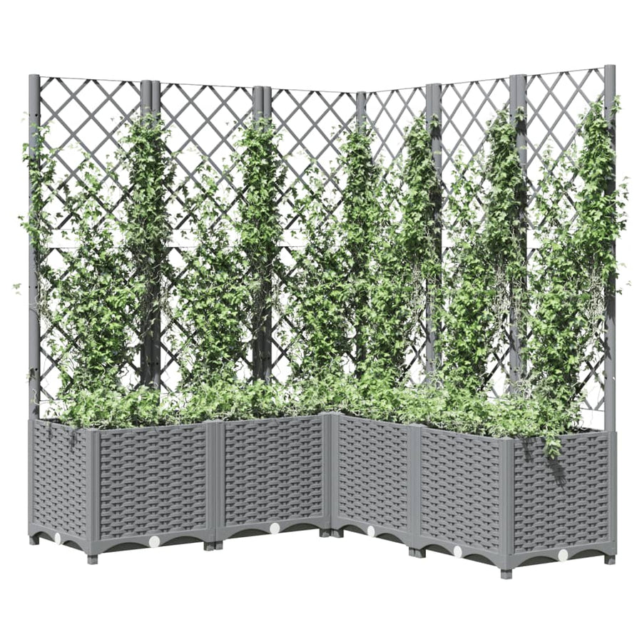 Plantenbak Met Latwerk Polypropeen 120 x 120 x 136 cm Lichtgrijs