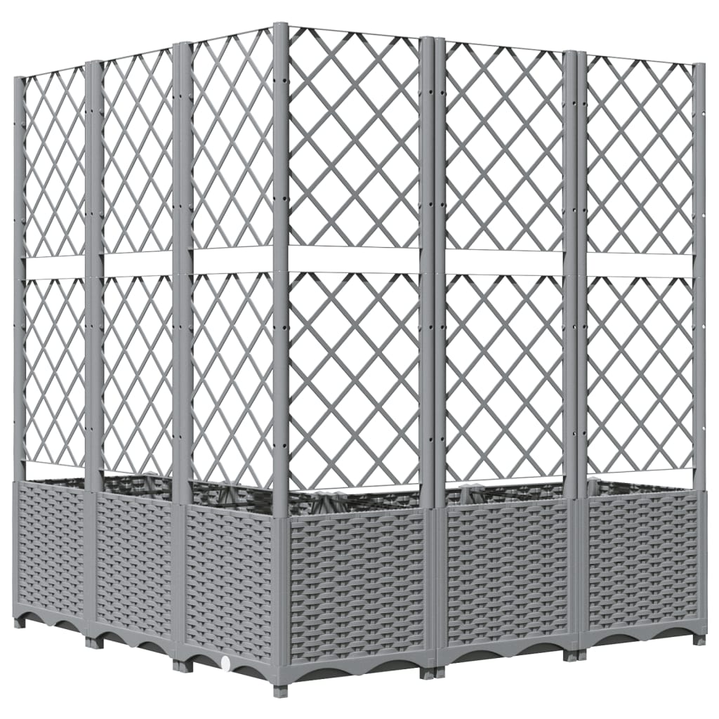 Plantenbak Met Latwerk Polypropeen 120 x 120 x 136 cm Lichtgrijs