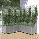 Plantenbak met latwerk 120x120x136 cm lichtgrijs polypropeen