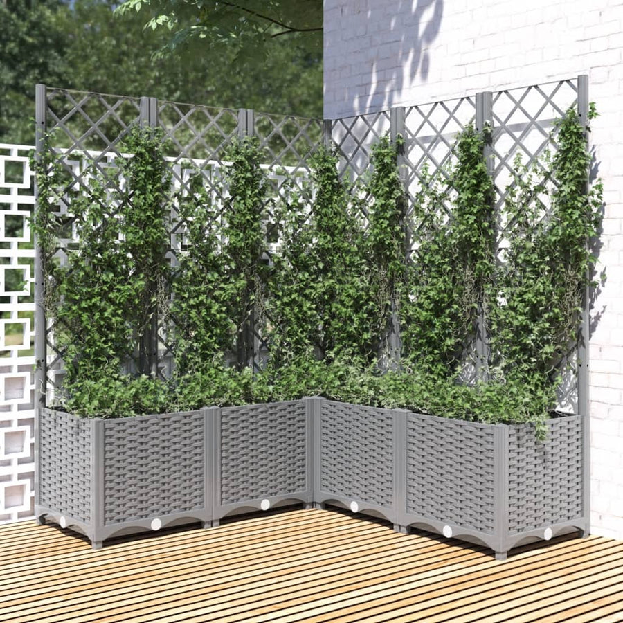 Plantenbak Met Latwerk Polypropeen 120 x 120 x 136 cm Lichtgrijs