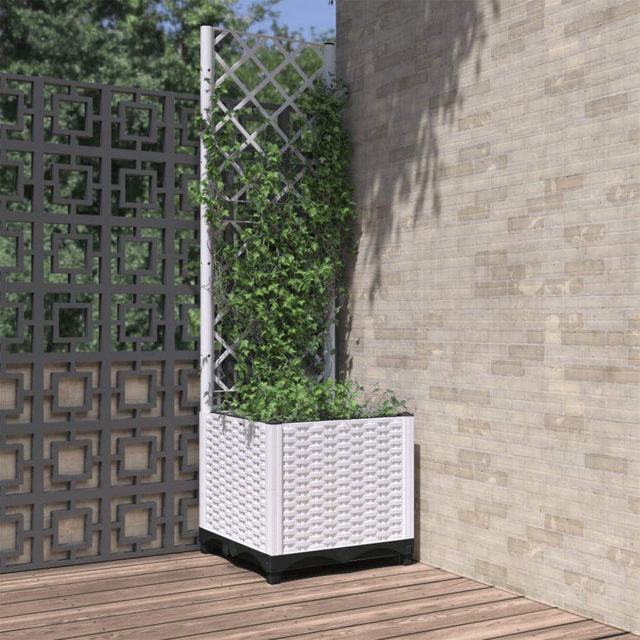 Plantenbak Met Latwerk Polypropeen 40 x 40 x 136 cm Wit