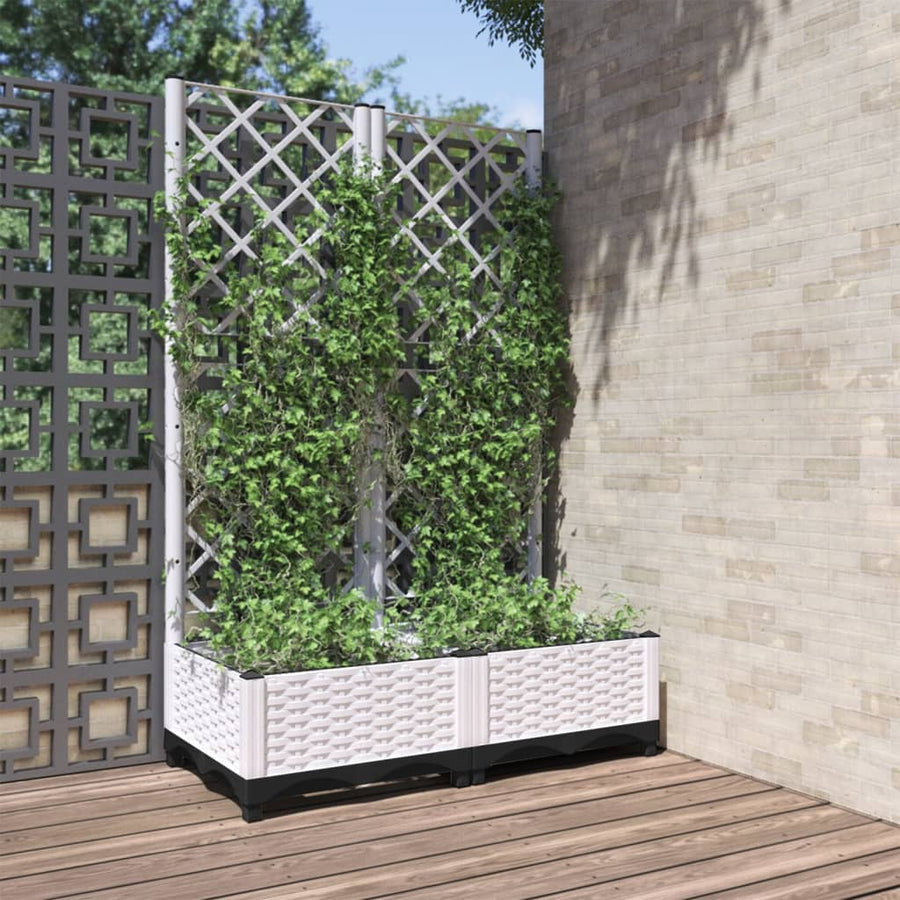 Plantenbak Met Latwerk 80X40X2,5 Cm Polypropeen 80 x 40 x 121.5 cm Wit