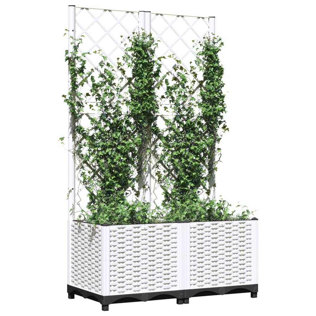 Plantenbak Met Latwerk Polypropeen 80 x 40 x 136 cm Wit