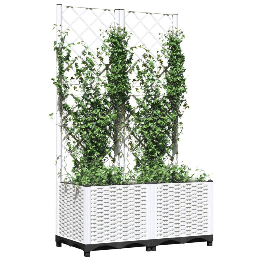 Plantenbak Met Latwerk Polypropeen 80 x 40 x 136 cm Wit