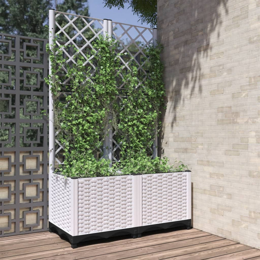 Plantenbak Met Latwerk Polypropeen 80 x 40 x 136 cm Wit