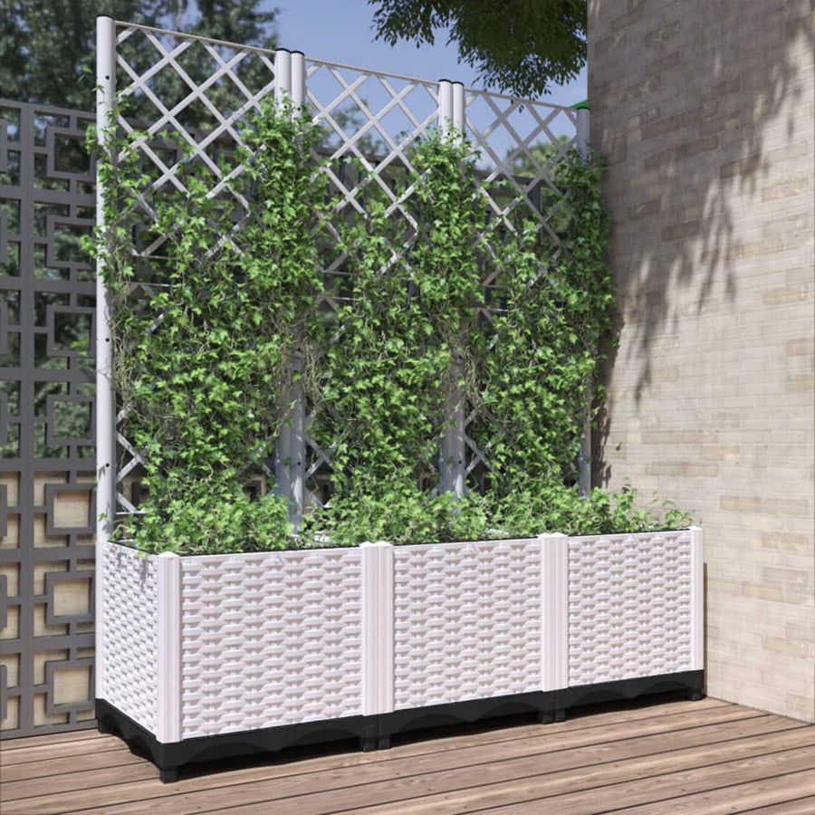 Plantenbak Met Latwerk Polypropeen 120 x 40 x 136 cm Wit