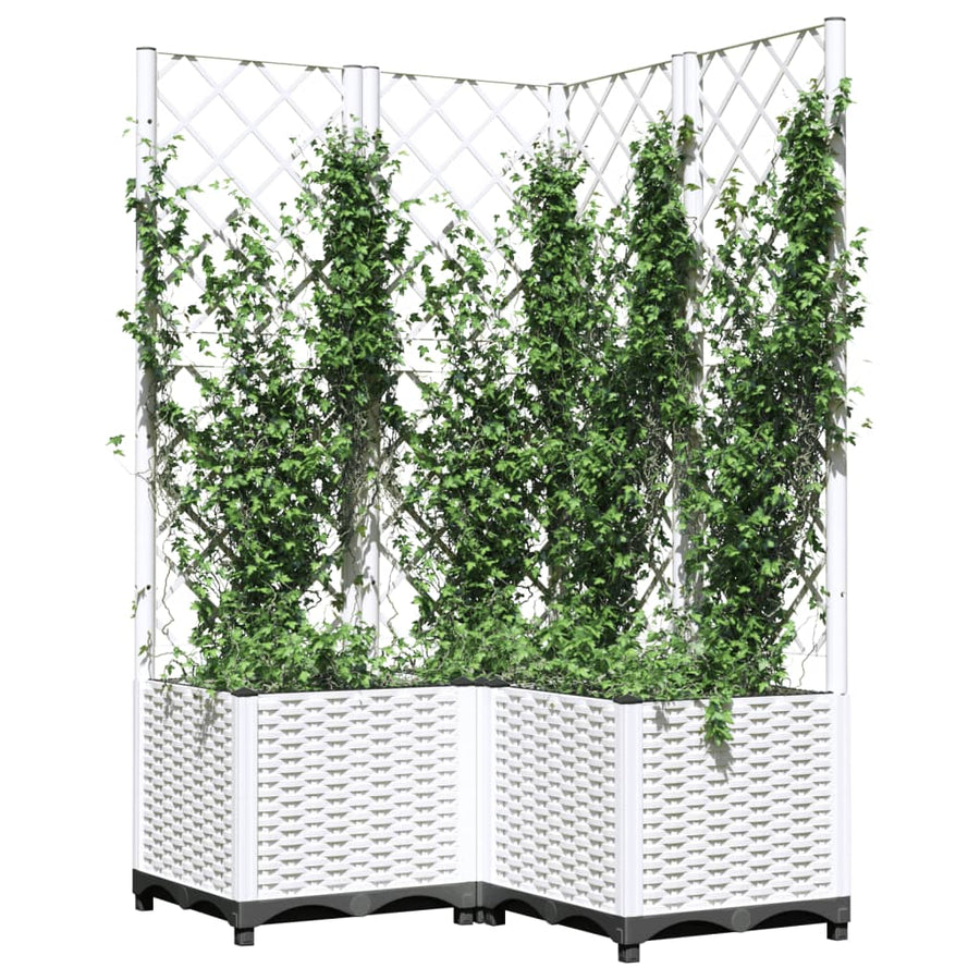 Plantenbak Met Latwerk Polypropeen 80 x 80 x 136 cm Wit