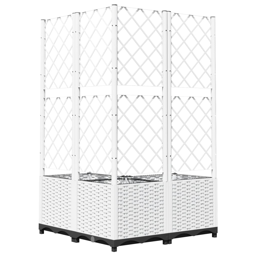 Plantenbak Met Latwerk Polypropeen 80 x 80 x 136 cm Wit