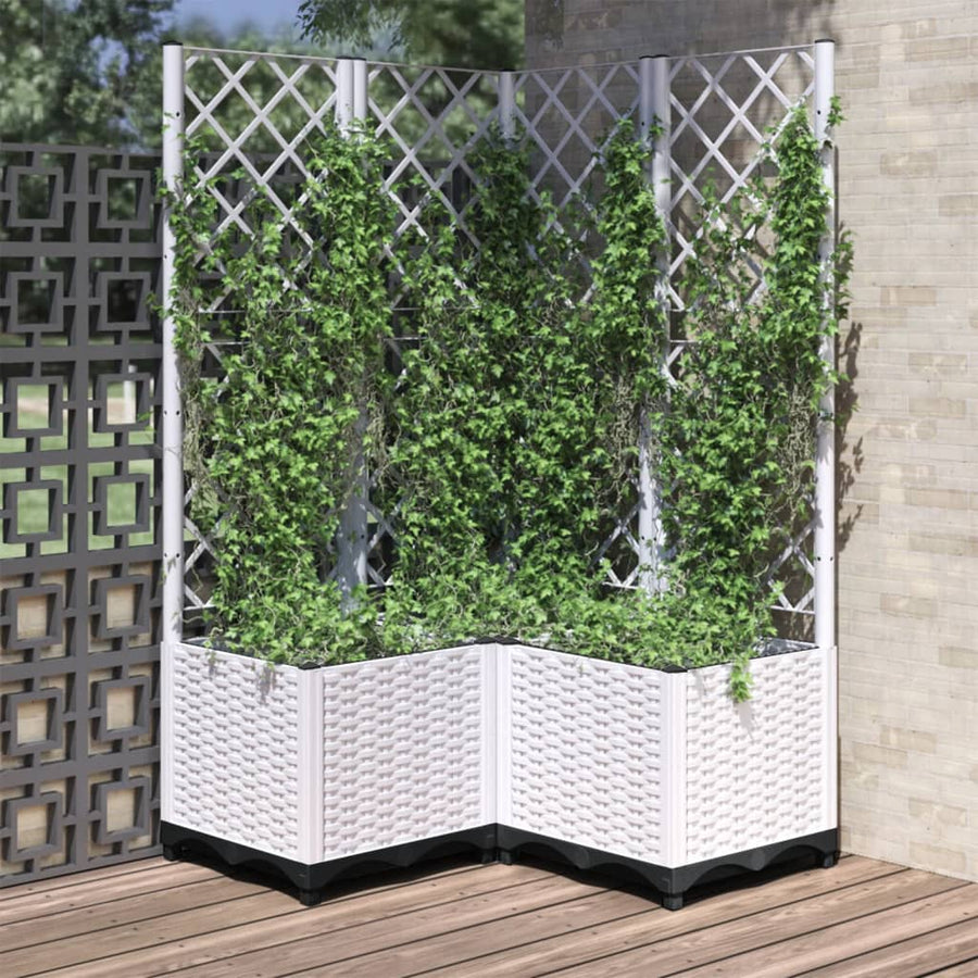 Plantenbak Met Latwerk Polypropeen 80 x 80 x 136 cm Wit