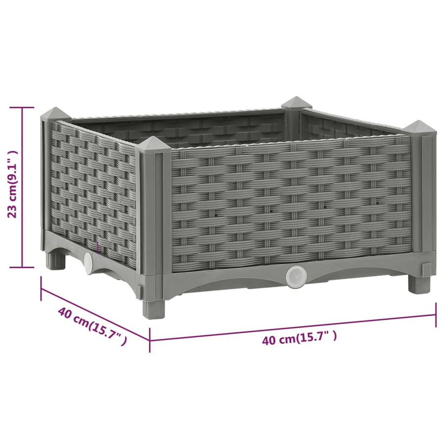 Plantenbak Verhoogd Polypropeen 40 x 40 x 23 cm Lichtgrijs