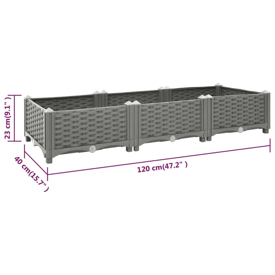 Plantenbak Verhoogd Polypropeen 120 x 40 x 23 cm Lichtgrijs