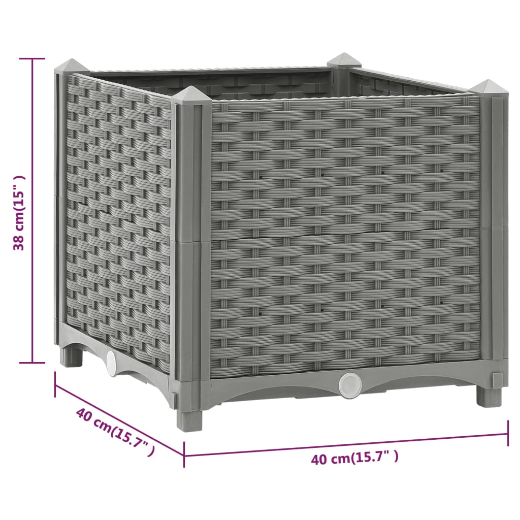 Plantenbak Verhoogd Polypropeen 40 x 40 x 38 cm Lichtgrijs