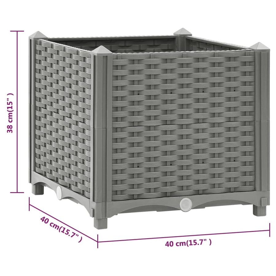 Plantenbak Verhoogd Polypropeen 40 x 40 x 38 cm Lichtgrijs