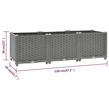 Plantenbak Verhoogd Polypropeen 120 x 40 x 38 cm Lichtgrijs
