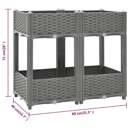 Plantenbak Verhoogd Polypropeen 80 x 40 x 71 cm Lichtgrijs