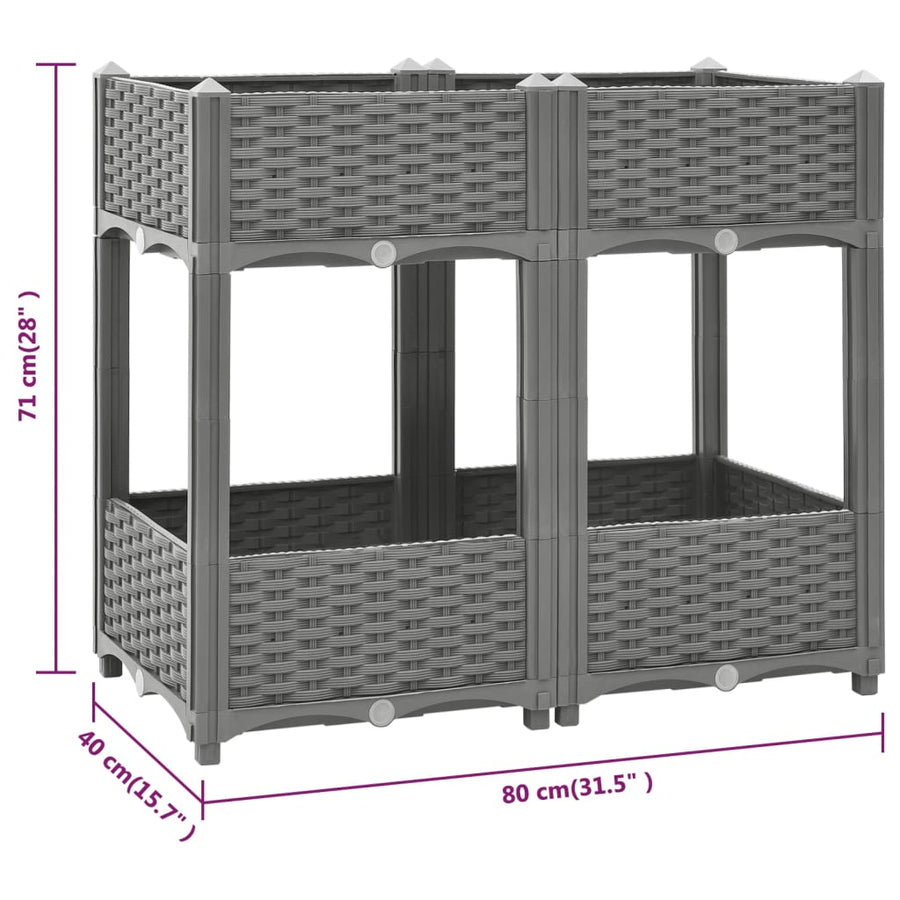 Plantenbak Verhoogd Polypropeen 80 x 40 x 71 cm Lichtgrijs