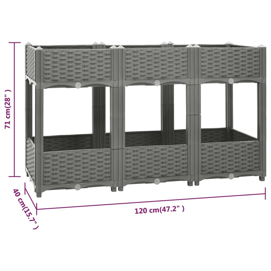Plantenbak Verhoogd Polypropeen 120 x 40 x 71 cm Lichtgrijs
