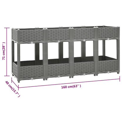 Plantenbak Verhoogd Polypropeen 160 x 40 x 71 cm Lichtgrijs
