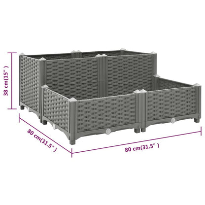 Plantenbak Verhoogd 80X80X38 Cm Polypropyleen 80 x 80 x (23-38) cm Lichtgrijs