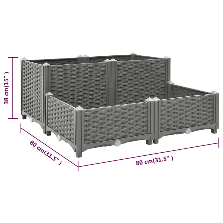 Plantenbak Verhoogd 80X80X38 Cm Polypropyleen 80 x 80 x (23-38) cm Lichtgrijs