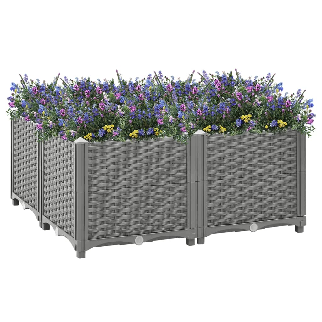 Plantenbak verhoogd 80x80x38 cm polypropyleen 80 x 80 x 38 cm Lichtgrijs