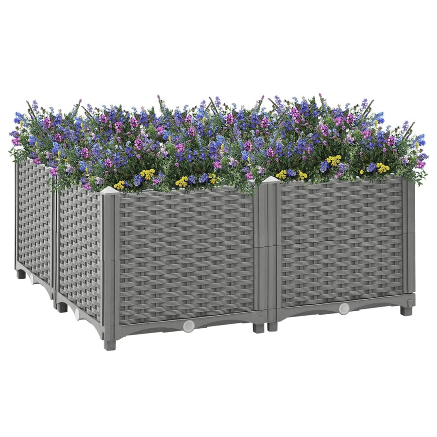 Plantenbak verhoogd 80x80x38 cm polypropyleen 80 x 80 x 38 cm Lichtgrijs