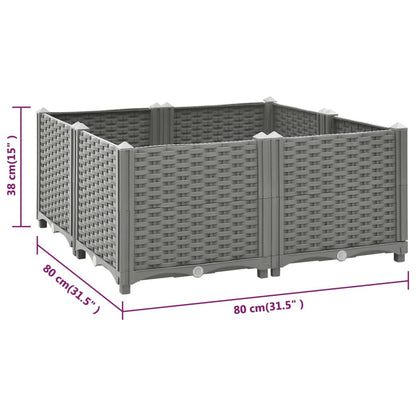 Plantenbak verhoogd 80x80x38 cm polypropyleen 80 x 80 x 38 cm Lichtgrijs