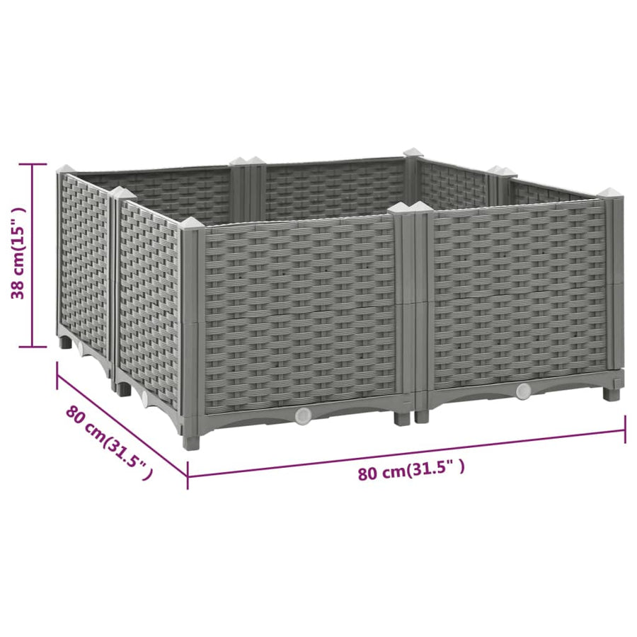 Plantenbak verhoogd 80x80x38 cm polypropyleen 80 x 80 x 38 cm Lichtgrijs