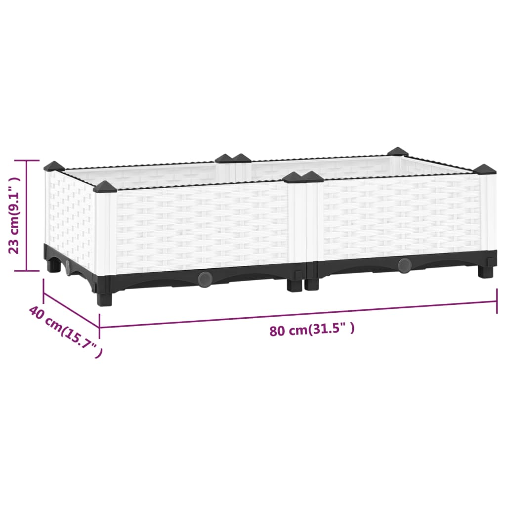 Plantenbak Verhoogd Polypropeen 80 x 40 x 23 cm Wit