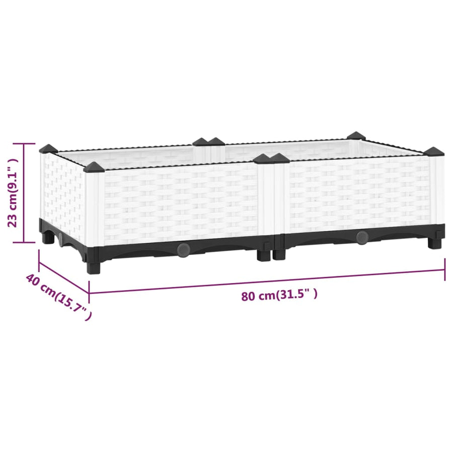 Plantenbak Verhoogd Polypropeen 80 x 40 x 23 cm Wit
